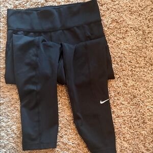 Nike Kids Black Leggings with White Logo